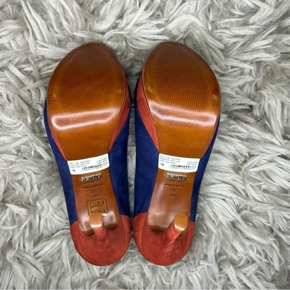 SCHUTZ blue orange y2k suede platform stiletto high heels women's shoe size 7 B